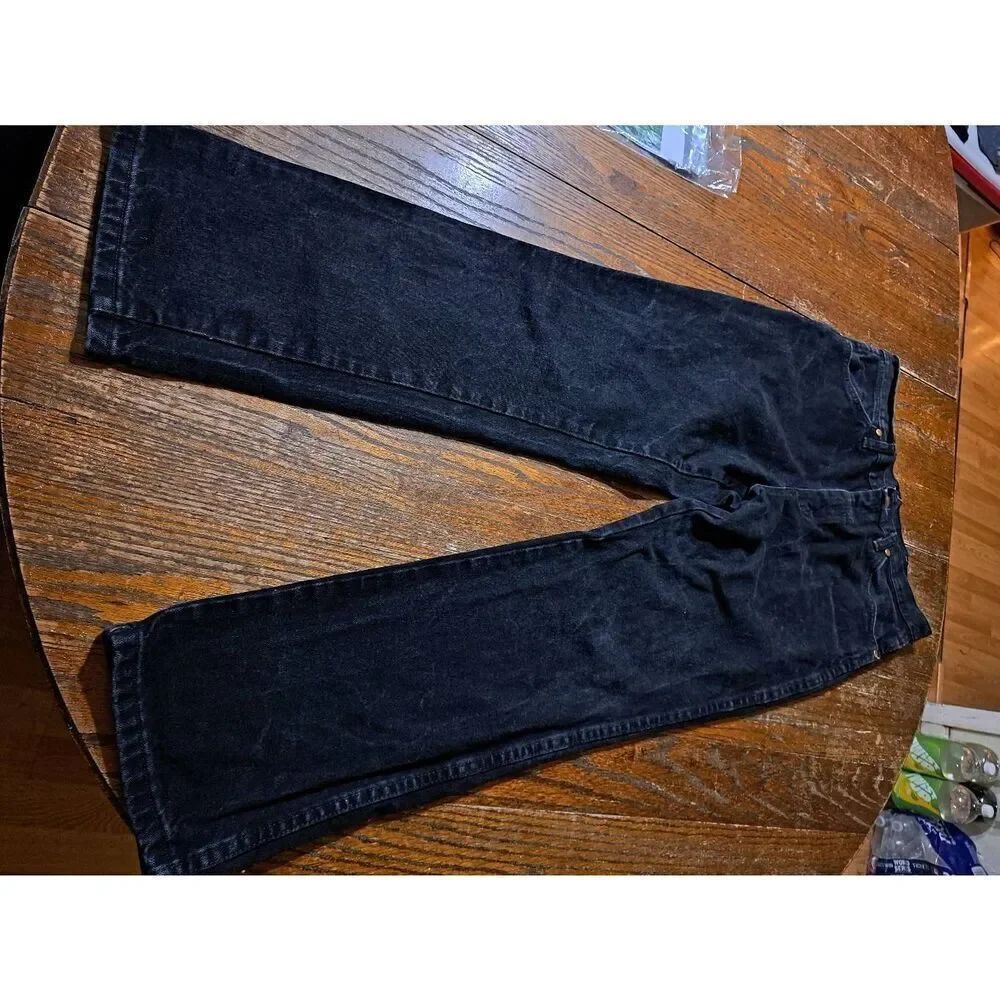 33x30 Wrangler Black Denim Jeans Cowboy Cut Slim Fit Shadow Black Pants